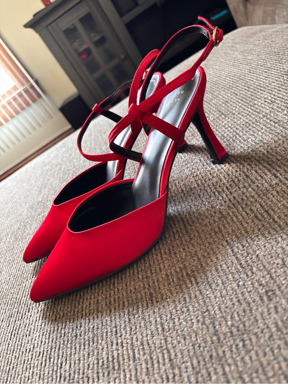 a new day Bright Red Pointed-Toe Slingback Heels - Picture 2 of 5